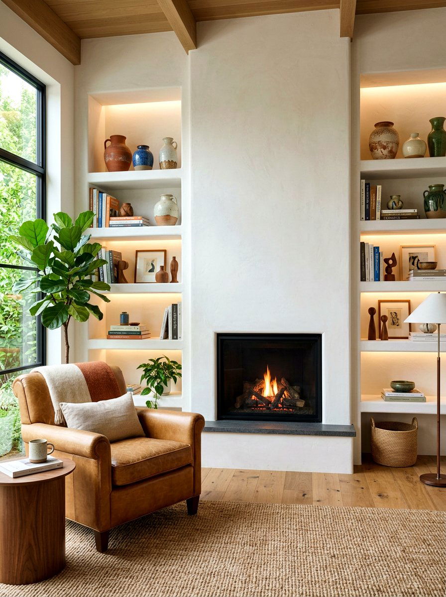 Built In Shelving Plaster Fireplace - 30 plaster fireplace ideas