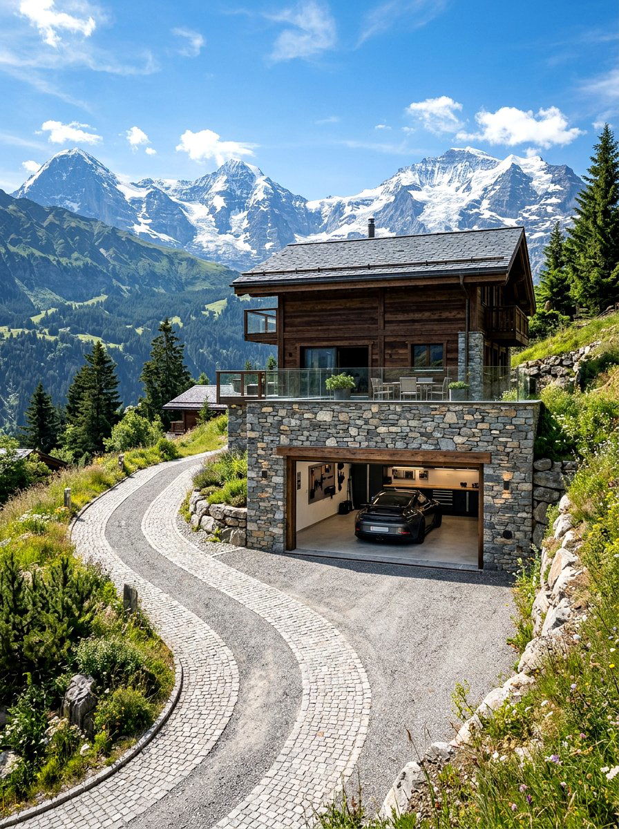 Built In Slope Garage - 30 chalet exterior ideas