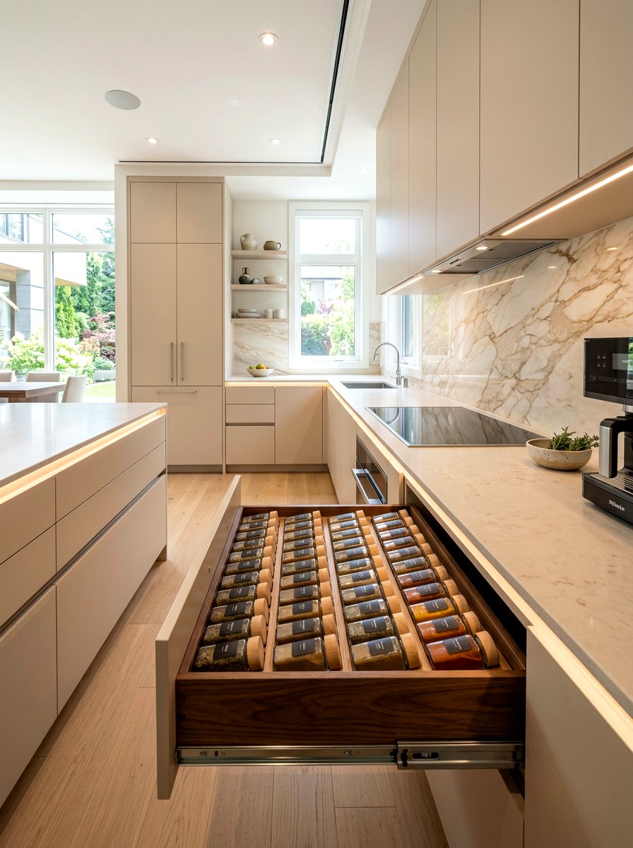 Built In Spice Drawer - 30 spice drawer ideas