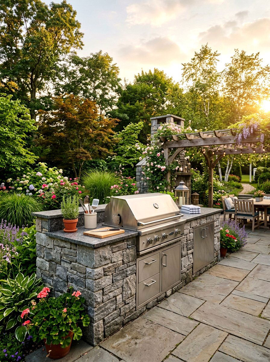 Built In Stone Grill - 30 backyard grill station ideas
