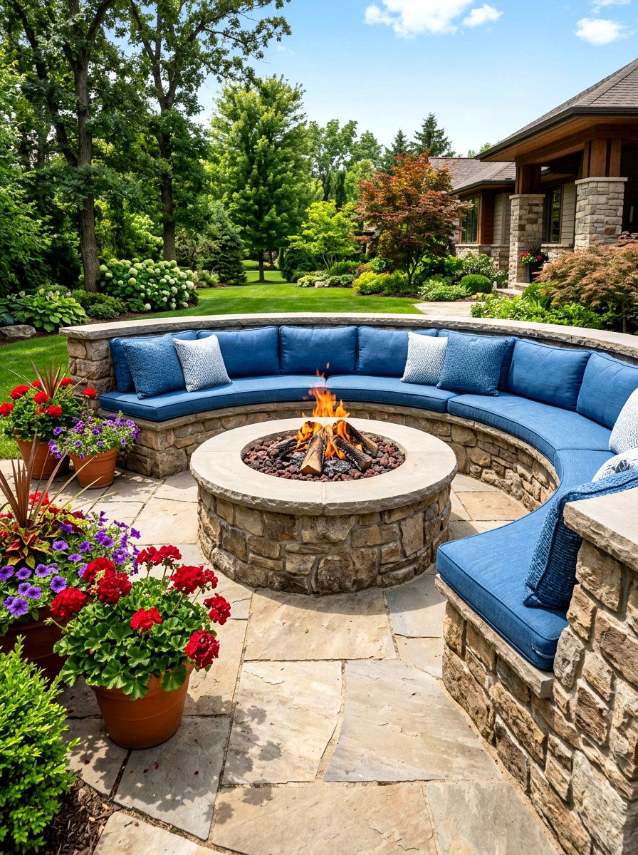 Built In Stone Seating Fire Pit - 30 stone fire pit ideas