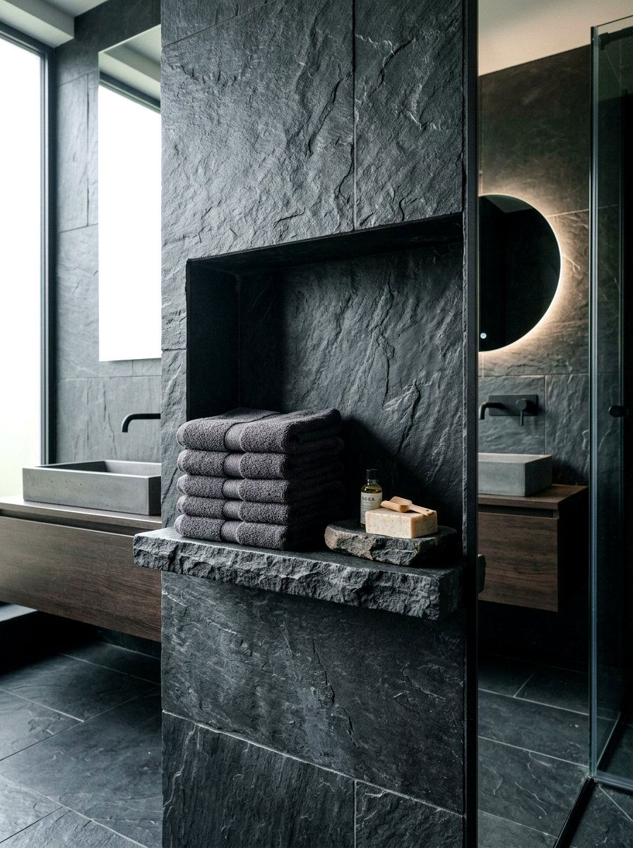 Built In Stone Shelf - 30 spa shelf bathroom ideas