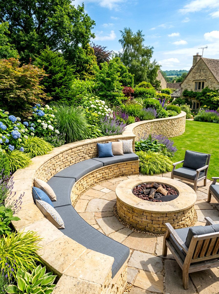 Built In Stone Wall Seating - 30 backyard seating circle ideas