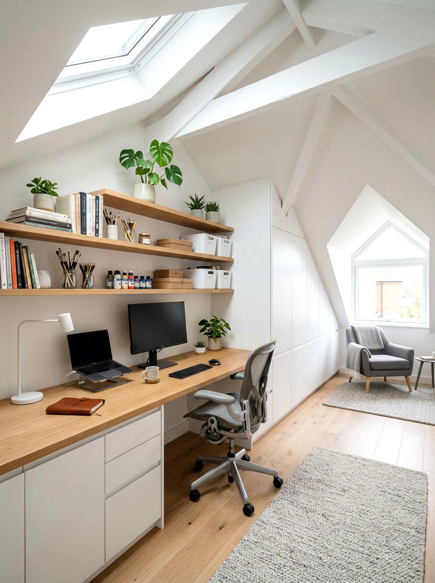 Built In Storage Attic Studio - 30 attic studio ideas