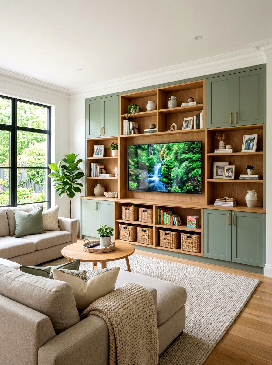 Built In Storage Media Wall - 30 built in media wall ideas