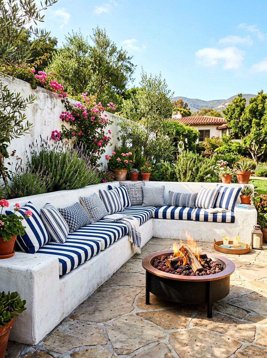 Built In Stucco Seating - 30 Mediterranean backyard ideas