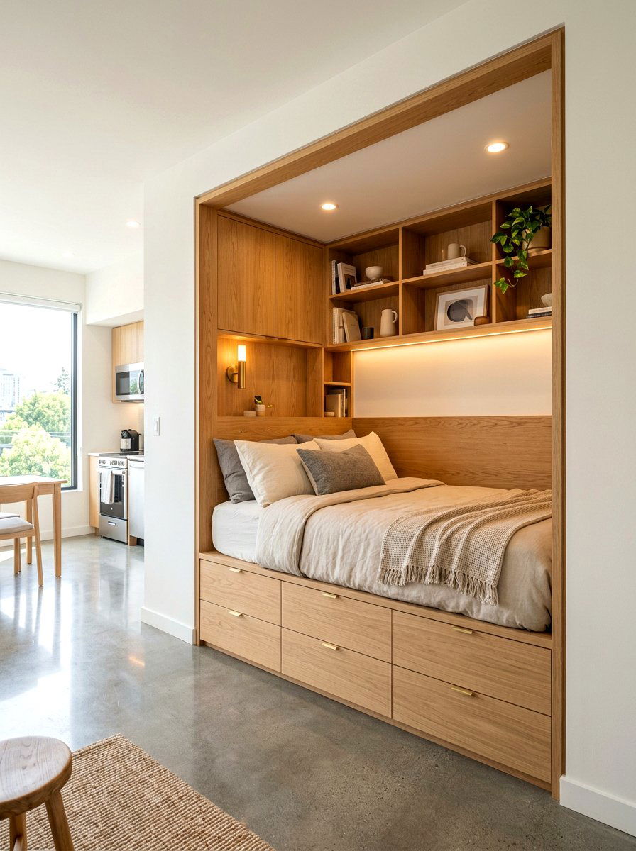 Built In Studio Bed Nook - 30 bed nook studio ideas