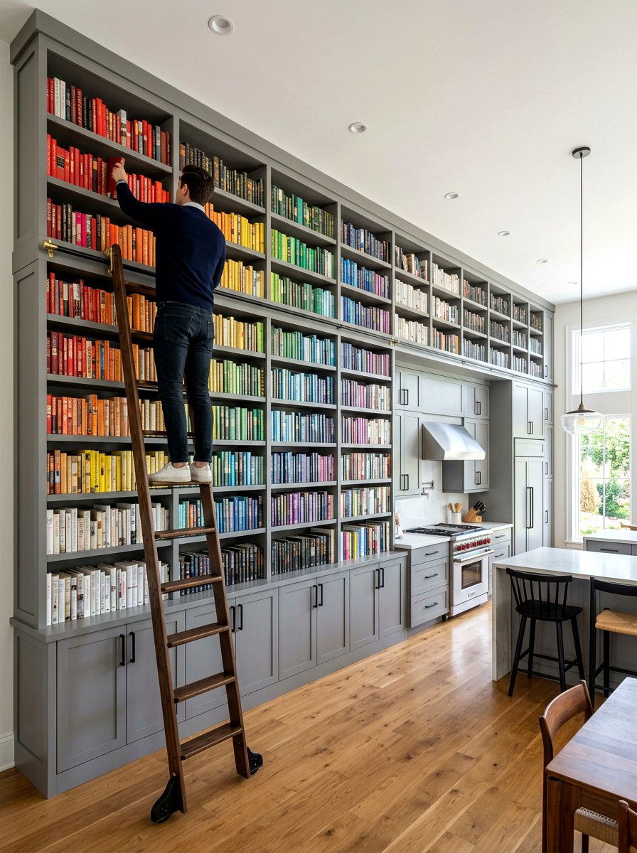 Built In Wall Bookshelf - 30 cookbook display kitchen ideas