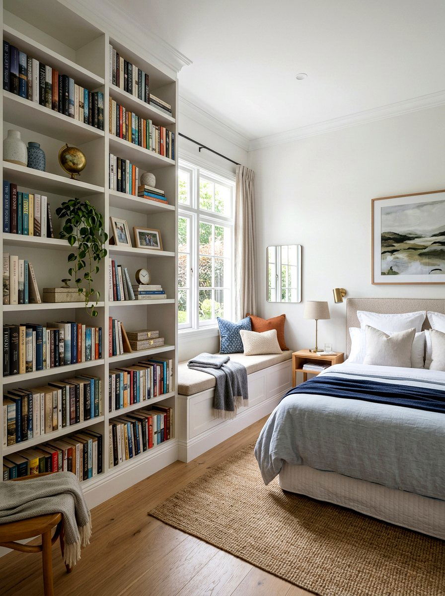 Built In Wall Bookshelf - 30 organizing a guest room ideas
