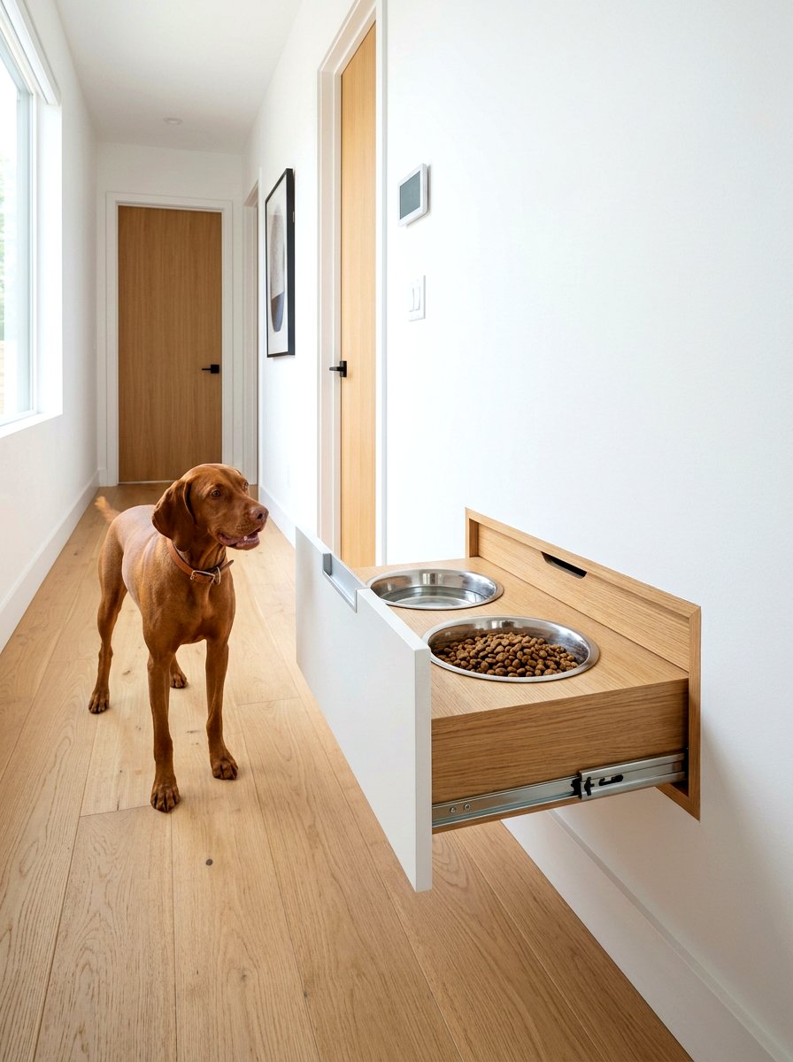 Built In Wall Dog Bowl Drawer - 30 dog bowl drawer ideas