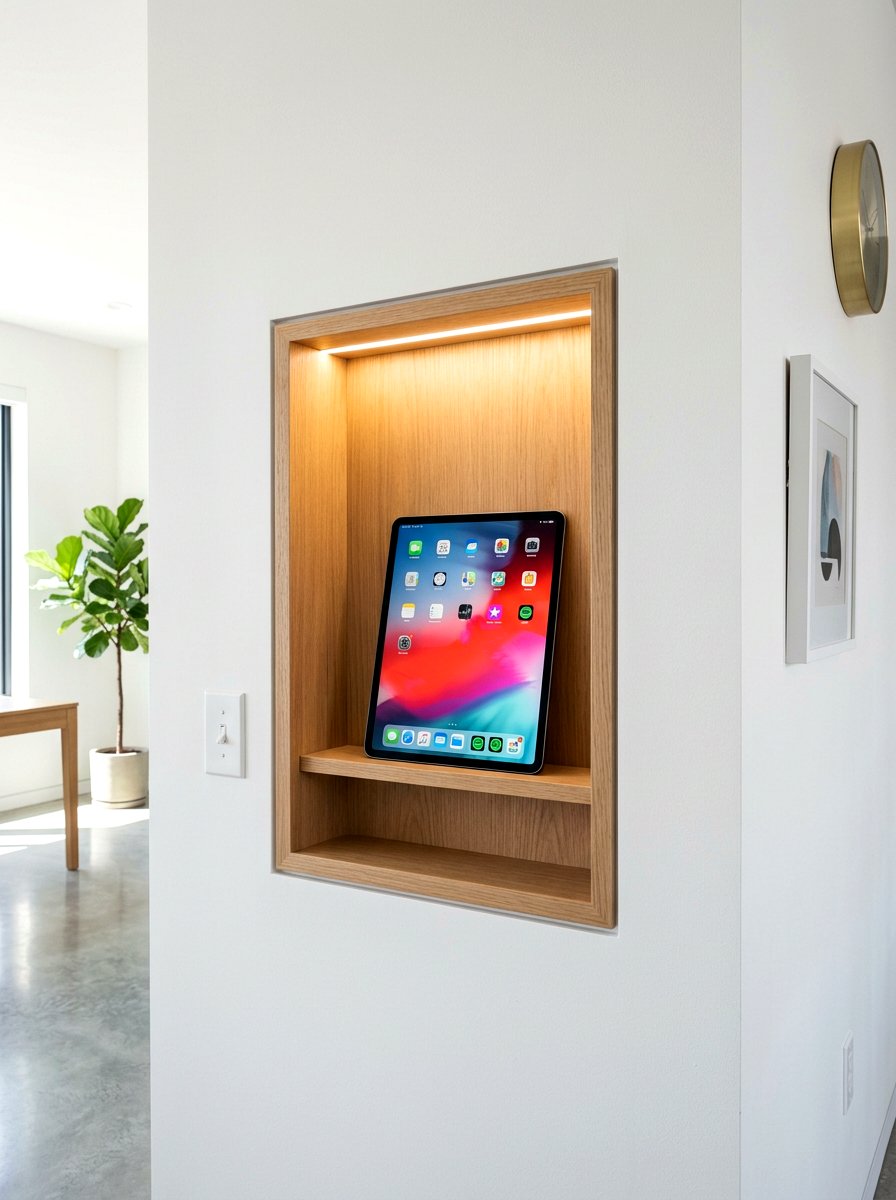 Built In Wall Niche For Tablets - 30 charging station entryway ideas