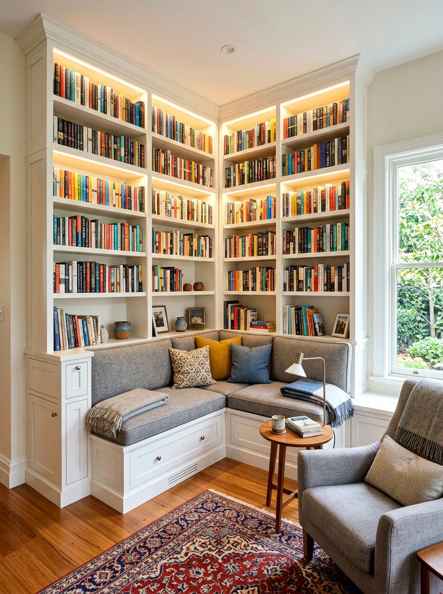Built In Wall Reading Shelves - 30 reading corner ideas