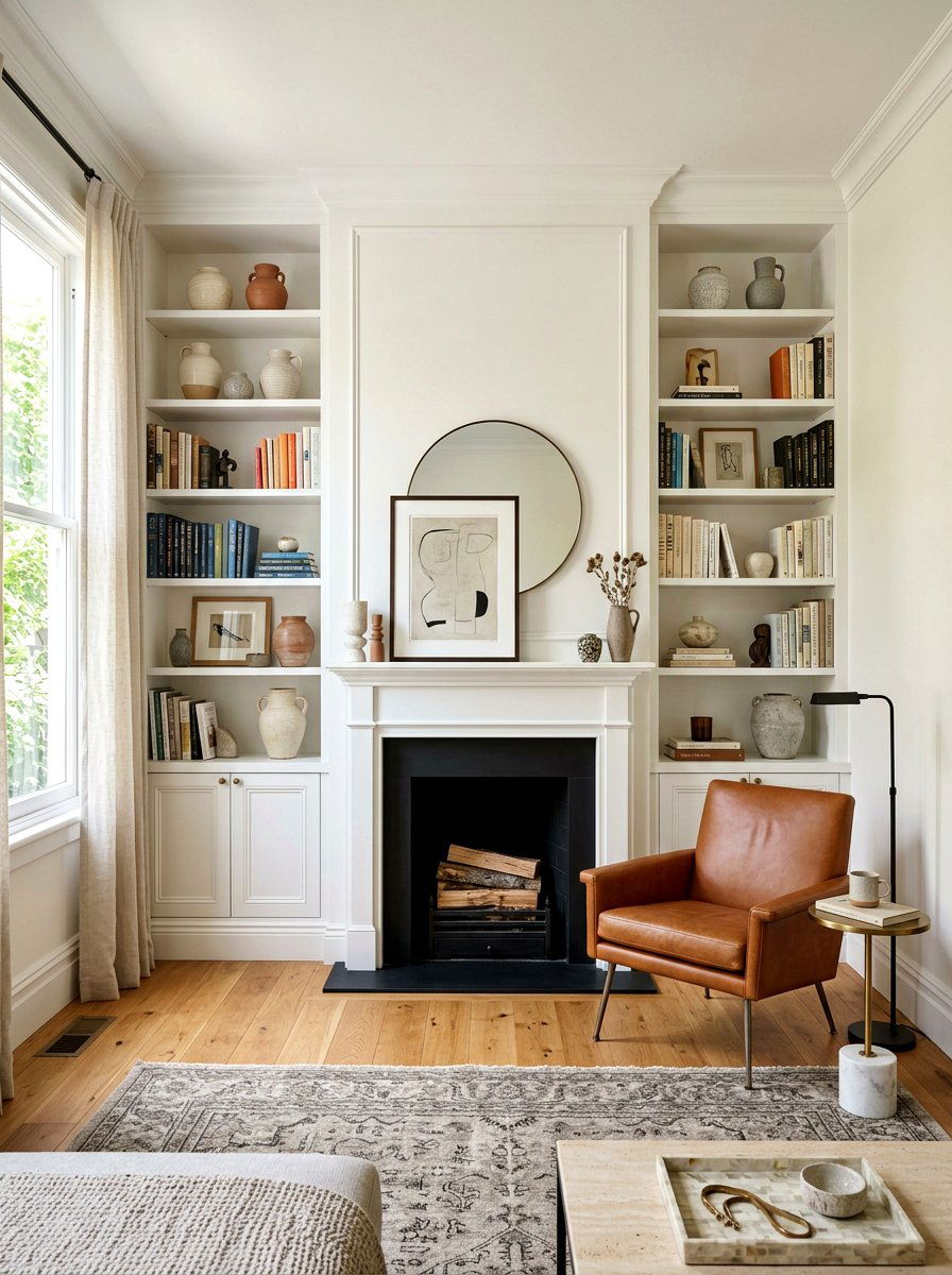 Built In Wall Shelving - 30 narrow living room ideas
