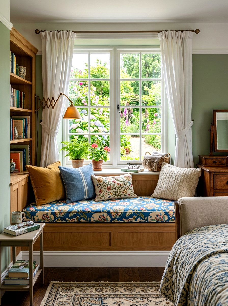Built In Window Seat - 30 cottage romantic bedroom ideas