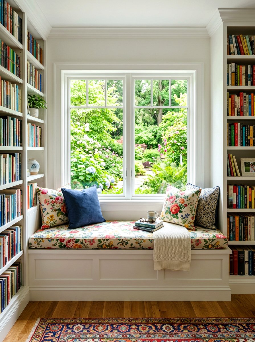 Built In Window Seat - 30 English country bedroom decor ideas
