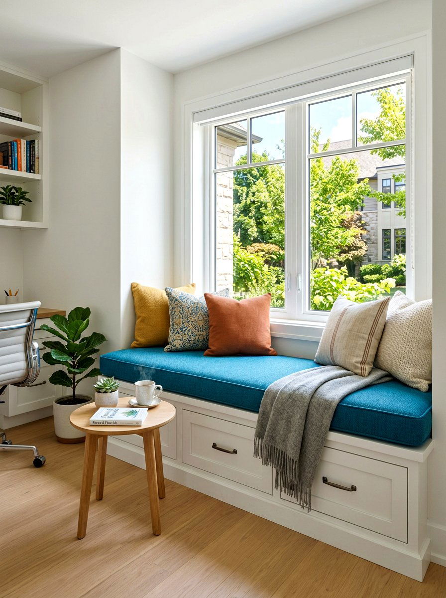 Built In Window Seat - 30 calming home office ideas
