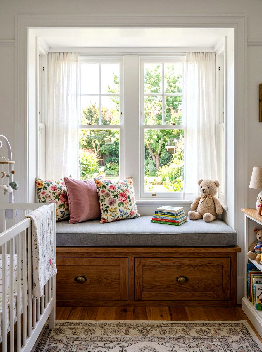 Built In Window Seat - 30 nursery reading nook ideas
