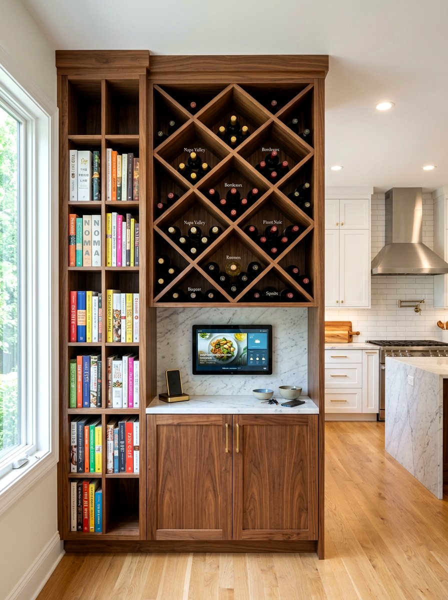 Built In Wine Rack Combo - 30 cookbook display kitchen ideas