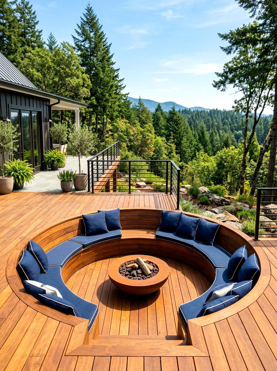 Built In Wood Deck Seating - 30 backyard conversation pit ideas