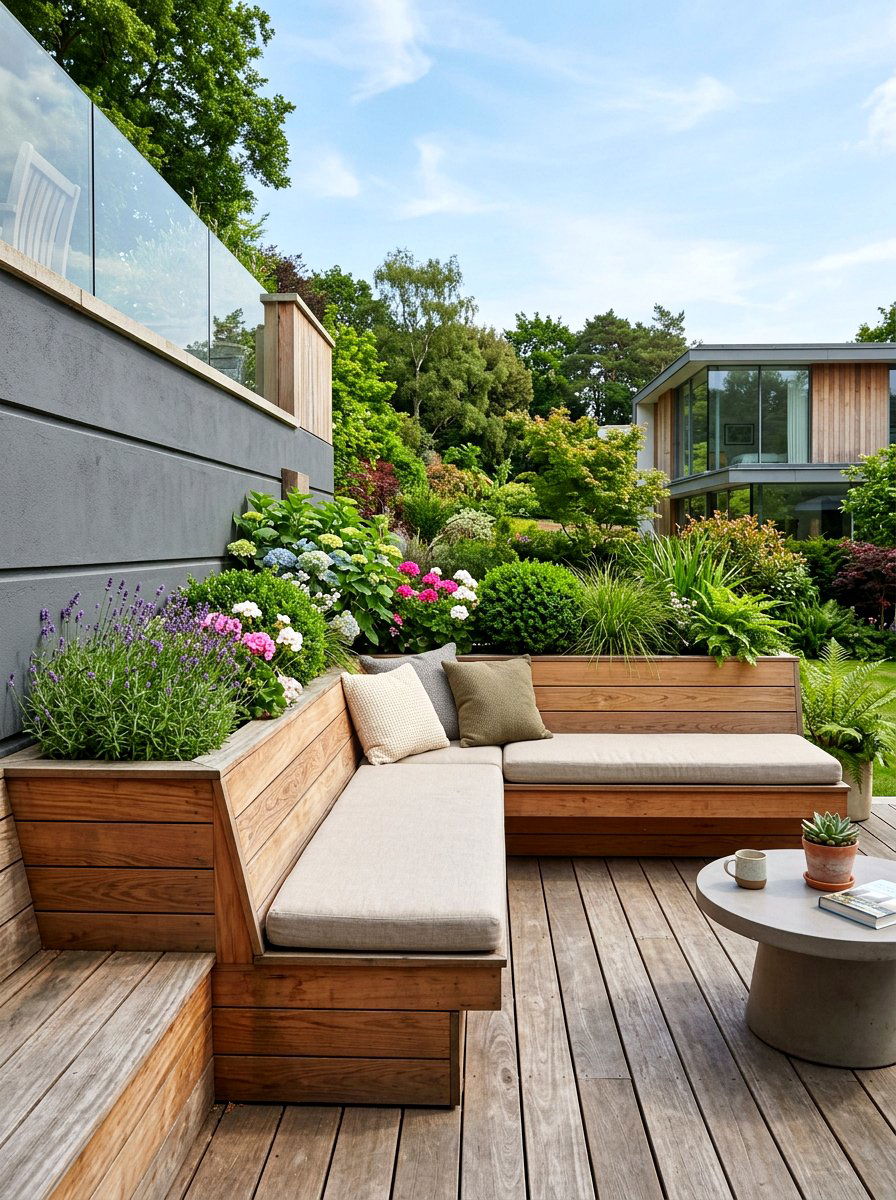 Built In Wood Seating - 30 terrace garden seating ideas