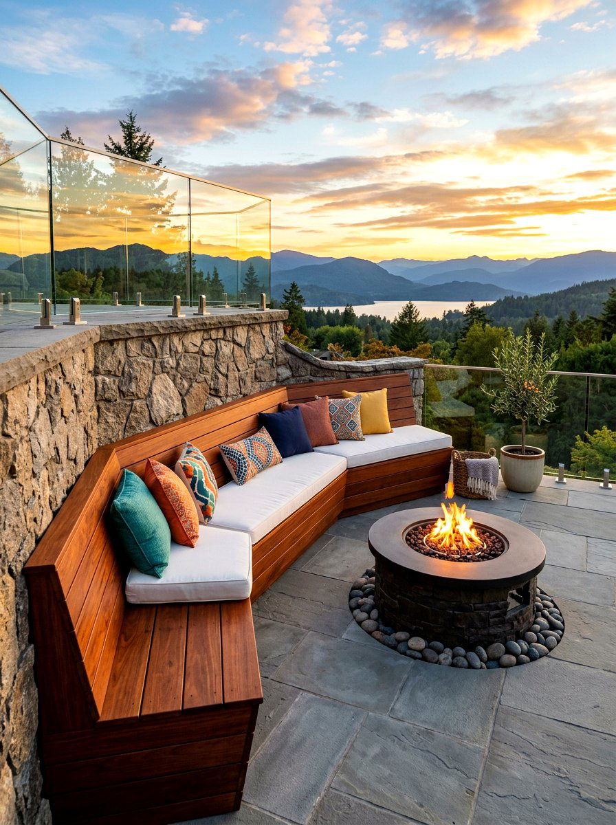 Built In Wooden Bench - 30 terrace seating ideas