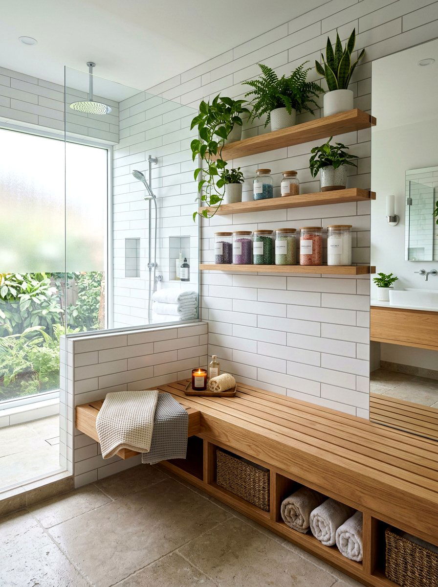 Built In Wooden Bench Seating - 30 sauna inspired bathroom ideas