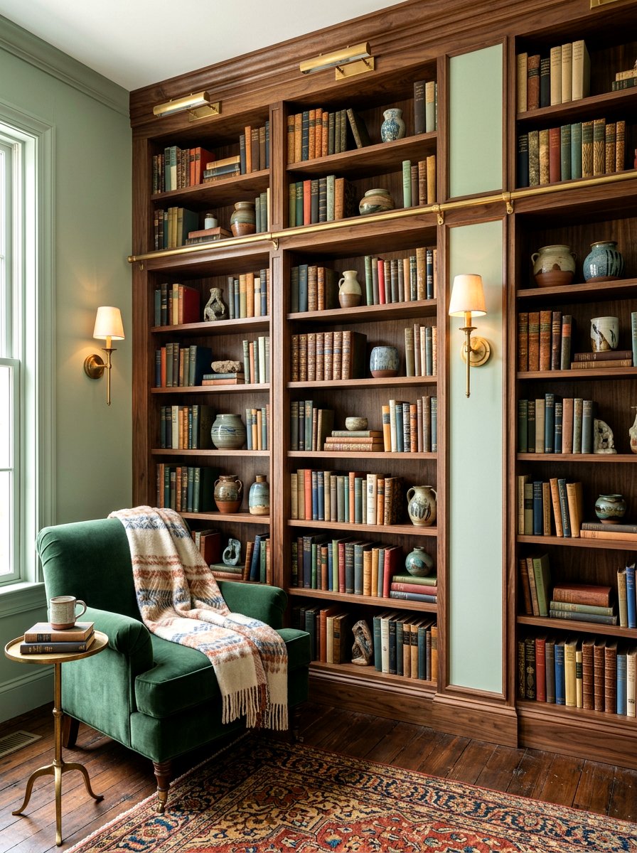 Built in Bookshelf Wall - 30 English cottage living room ideas