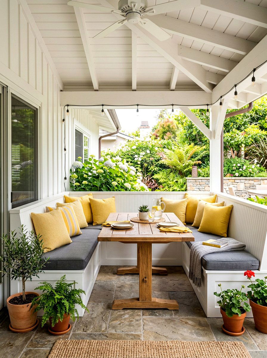 Built in Corner Banquette - 30 covered patio breakfast nook ideas