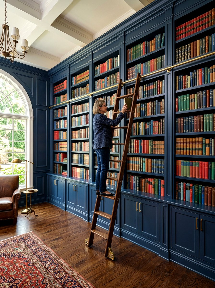 Built in Library Wall - 30 office backdrop shelf ideas