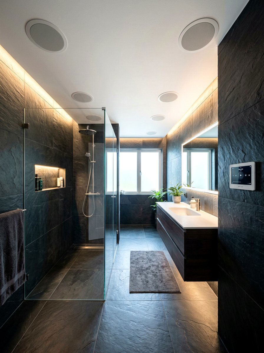 Built in Sound System Bathroom - 30 invisible wellness bathroom ideas