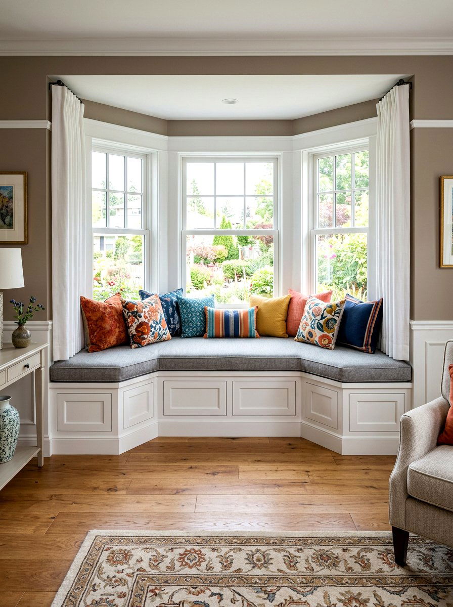 Built in bay window bench - 30 bay window ideas