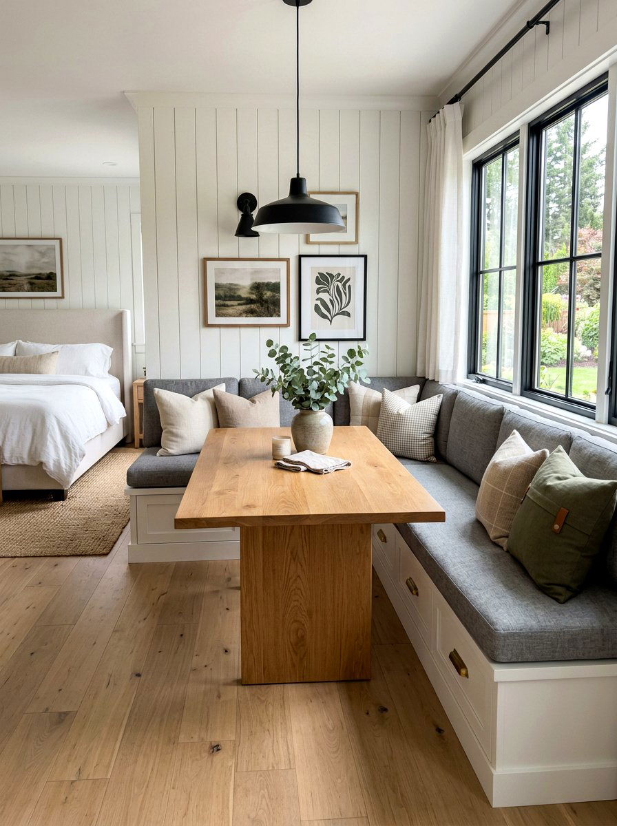 Built in bedroom banquette - 30 bedroom breakfast nook ideas