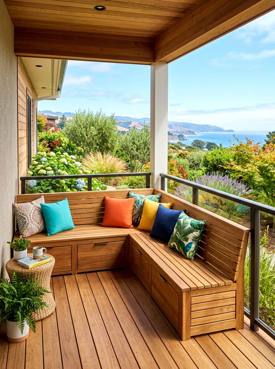 Built in bench - 30 veranda furniture ideas