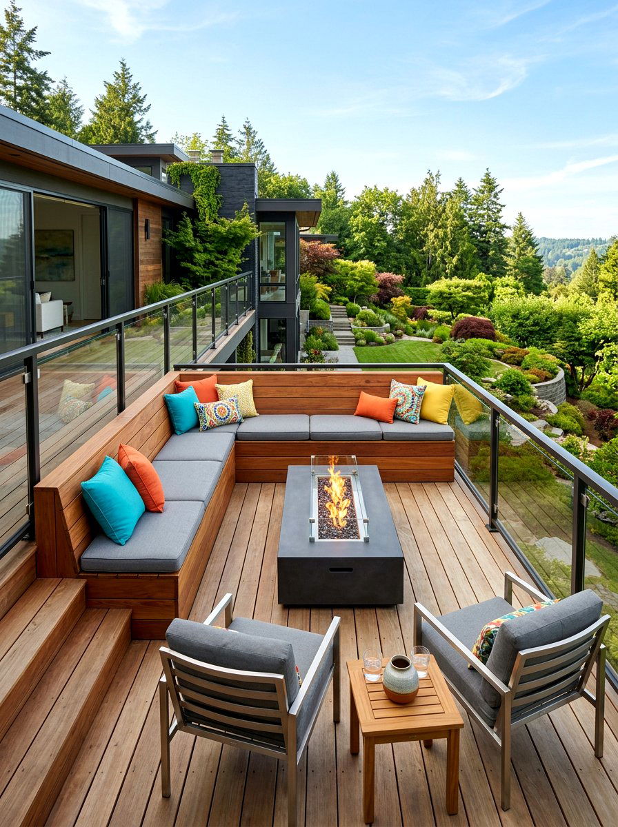 Built in bench - 30 backyard party ready ideas