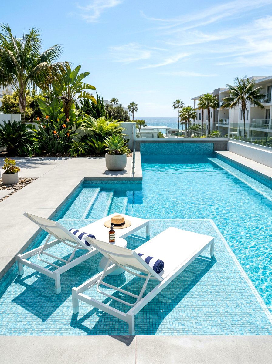 Built in bench pool - 30 plunge pool backyard ideas aesthetic