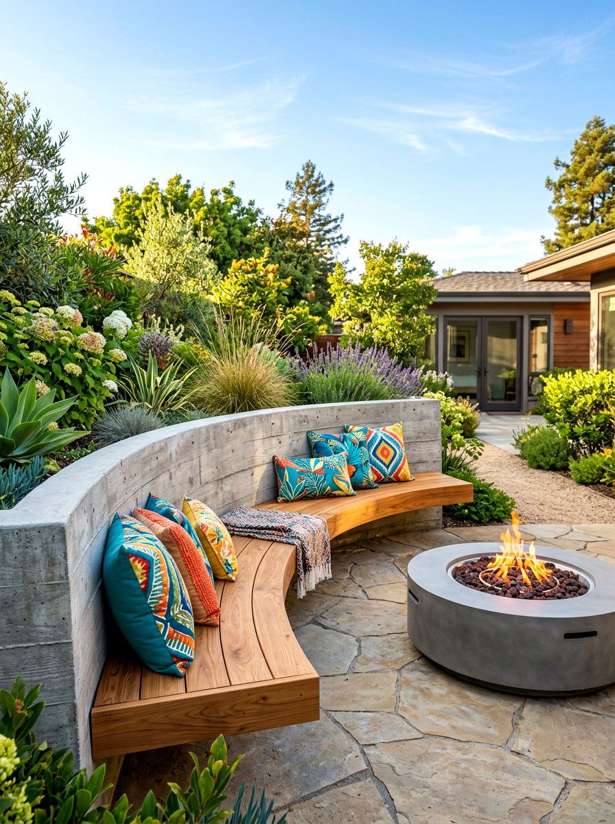 Built in bench seating - 30 modern garden ideas