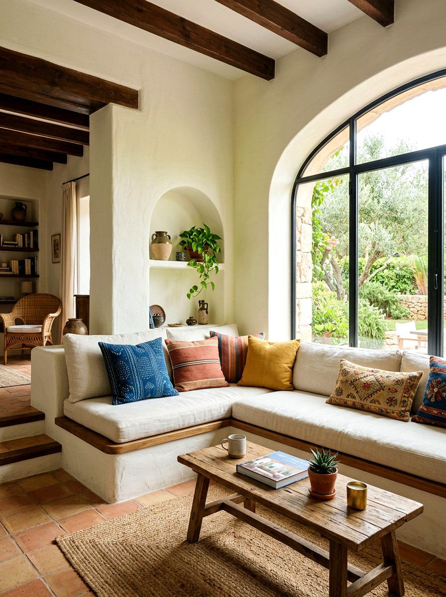 Built in bench seating lounge - 30 warm Mediterranean lounge ideas