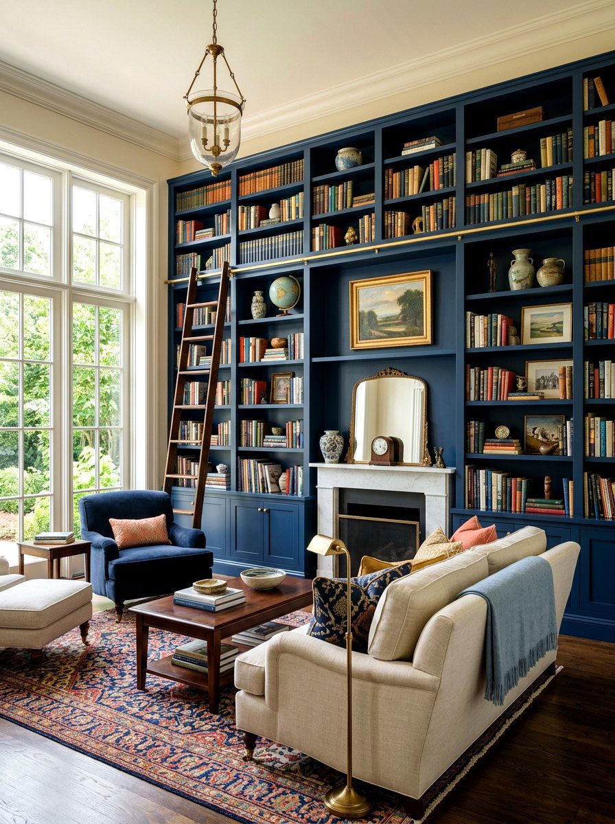 Built in bookcases - 30 living room wall decor ideas