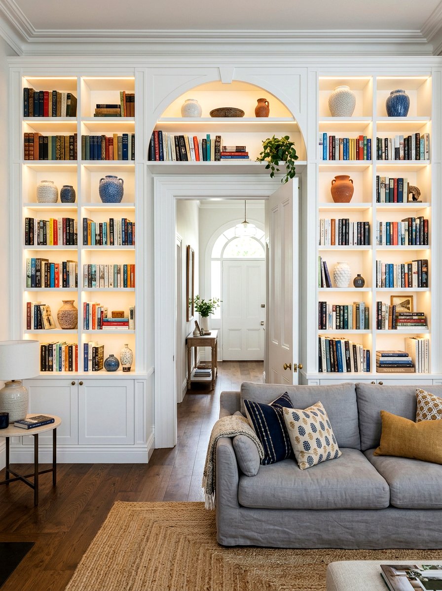 Built in bookshelf - 30 screen free living room ideas