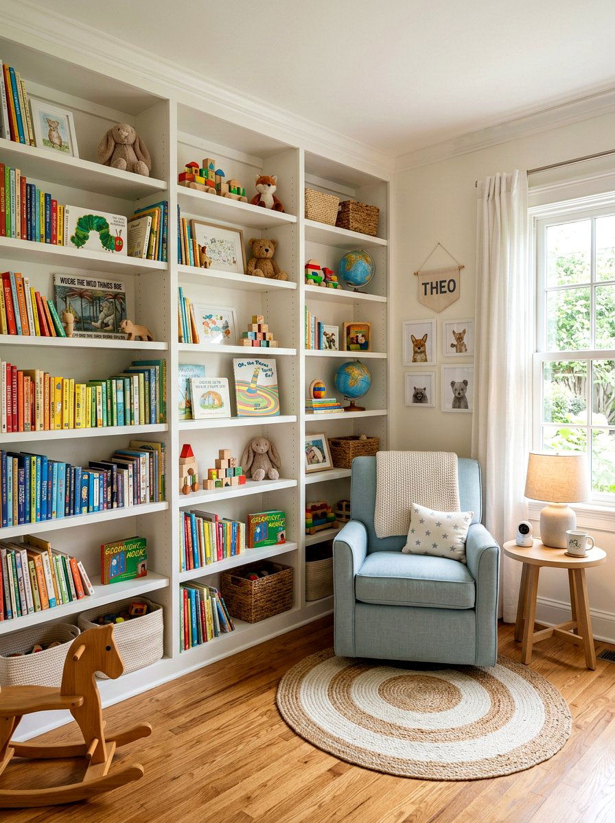 Built in bookshelf nursery - 30 soft traditional nursery ideas