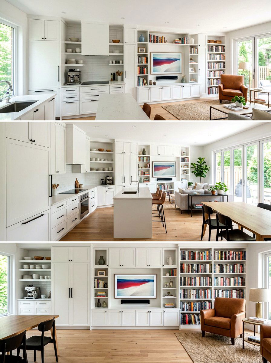 Built in cabinetry - 30 zoned open concept ideas