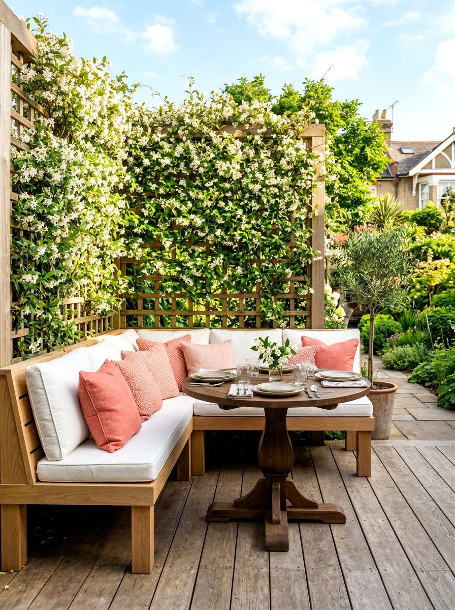 Built in corner banquette - 30 outdoor dining nook ideas