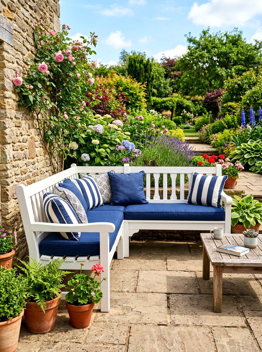 Built in corner bench - 30 small patio ideas