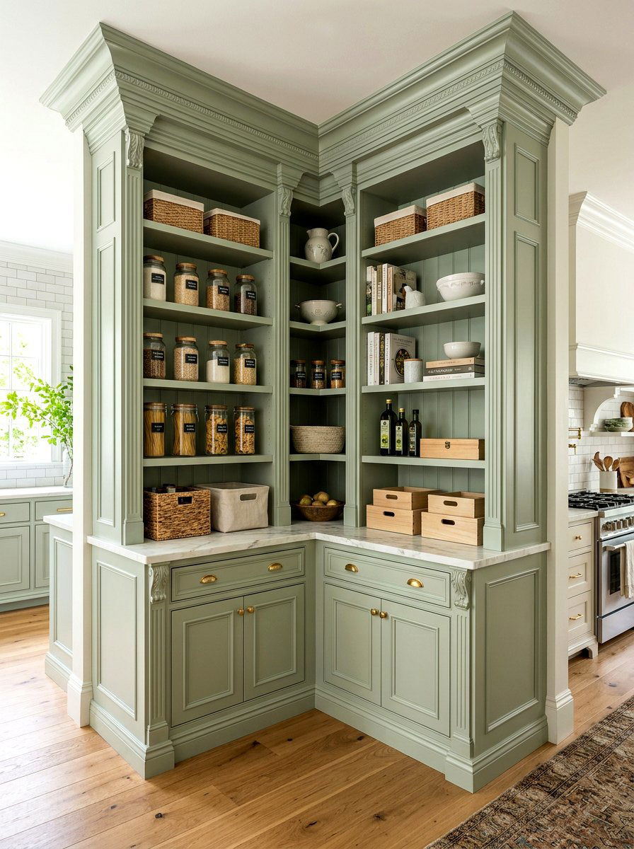 Built in corner pantry shelves - 30 corner pantry shelving ideas