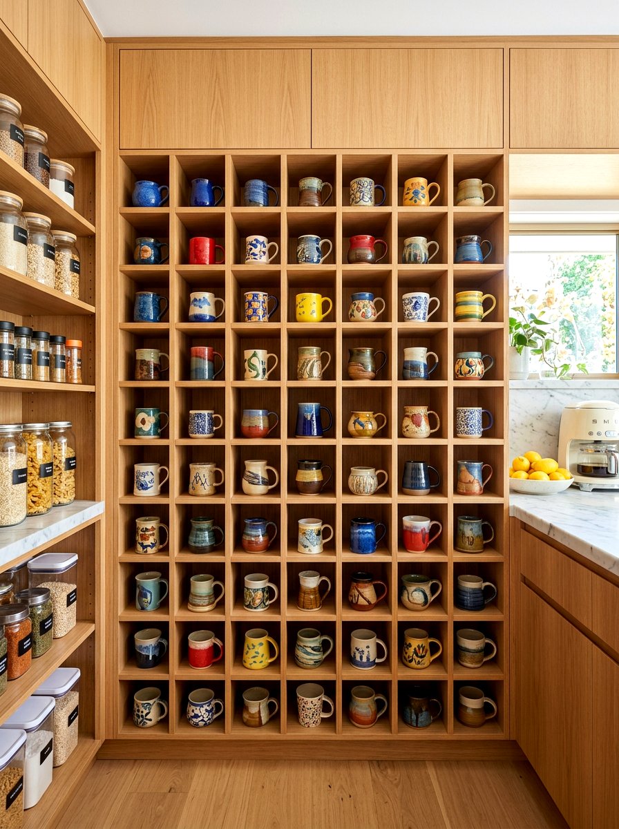 Built in cubby shelf - 30 mug display ideas