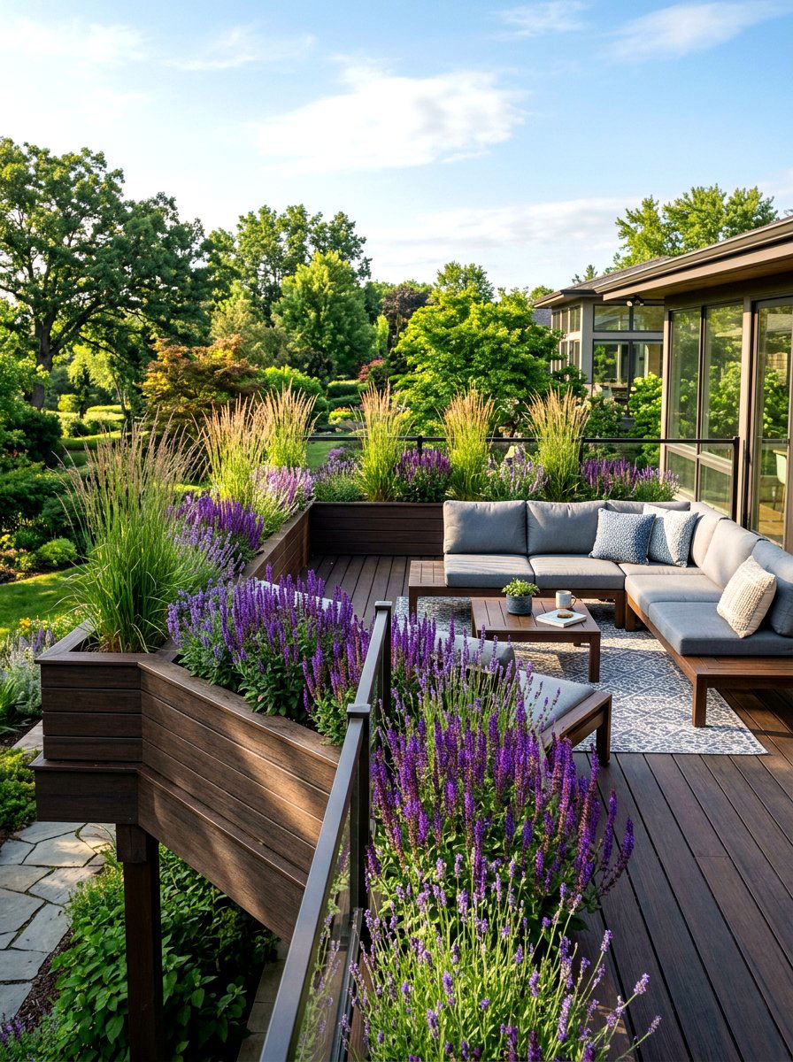 Built in deck planters - 30 deck planter ideas