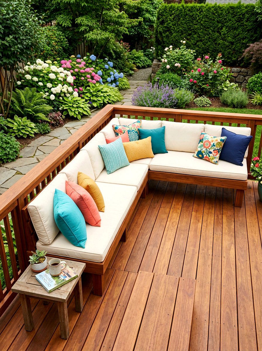 Built in deck seating - 30 cozy deck ideas