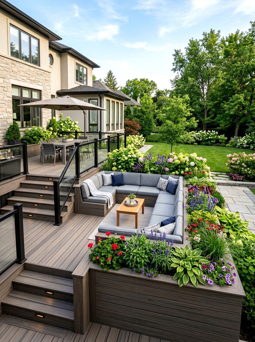 Built in deck sectional - 30 modern patio sectional ideas