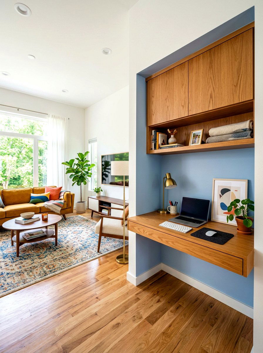 Built in desk nook - 30 family friendly living room storage ideas