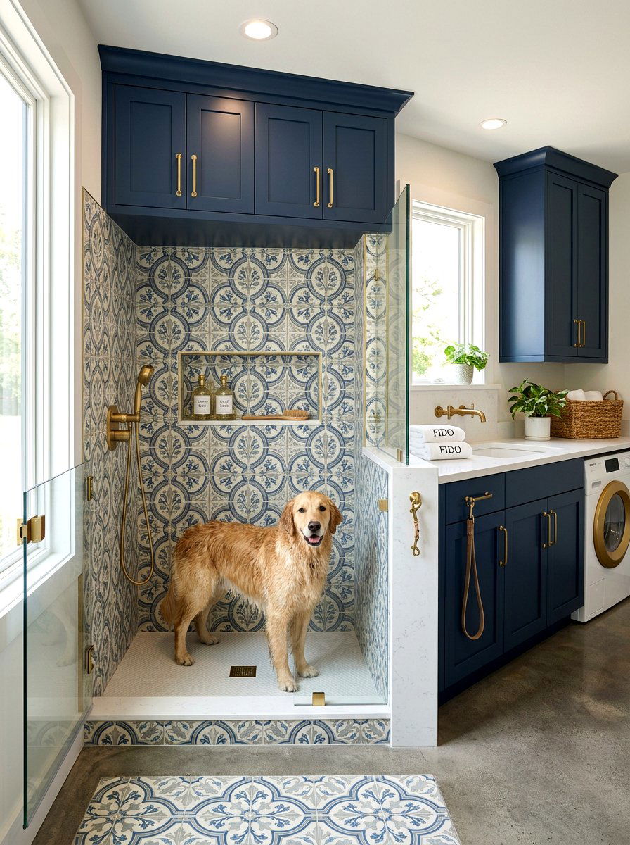 Built in dog shower - 30 pet washing station laundry ideas